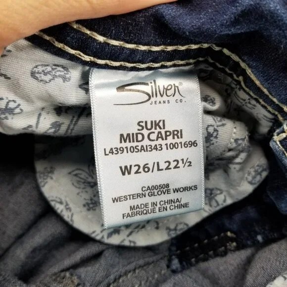 Silver Jeans Womens 26 Blue Suki Capri Cropped Stretch Fluid Denim *Read* - Picture 13 of 14